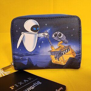 Loungefly Disney Pixar Wall-E Night Sky Wall-E And Eve Zip Around Wallet NEW